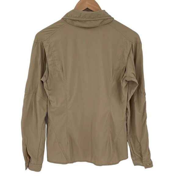 Mountain Hardwear Button Up Long Sleeve Collared Shirt Hiking Women 8 Tan - Picture 4 of 6